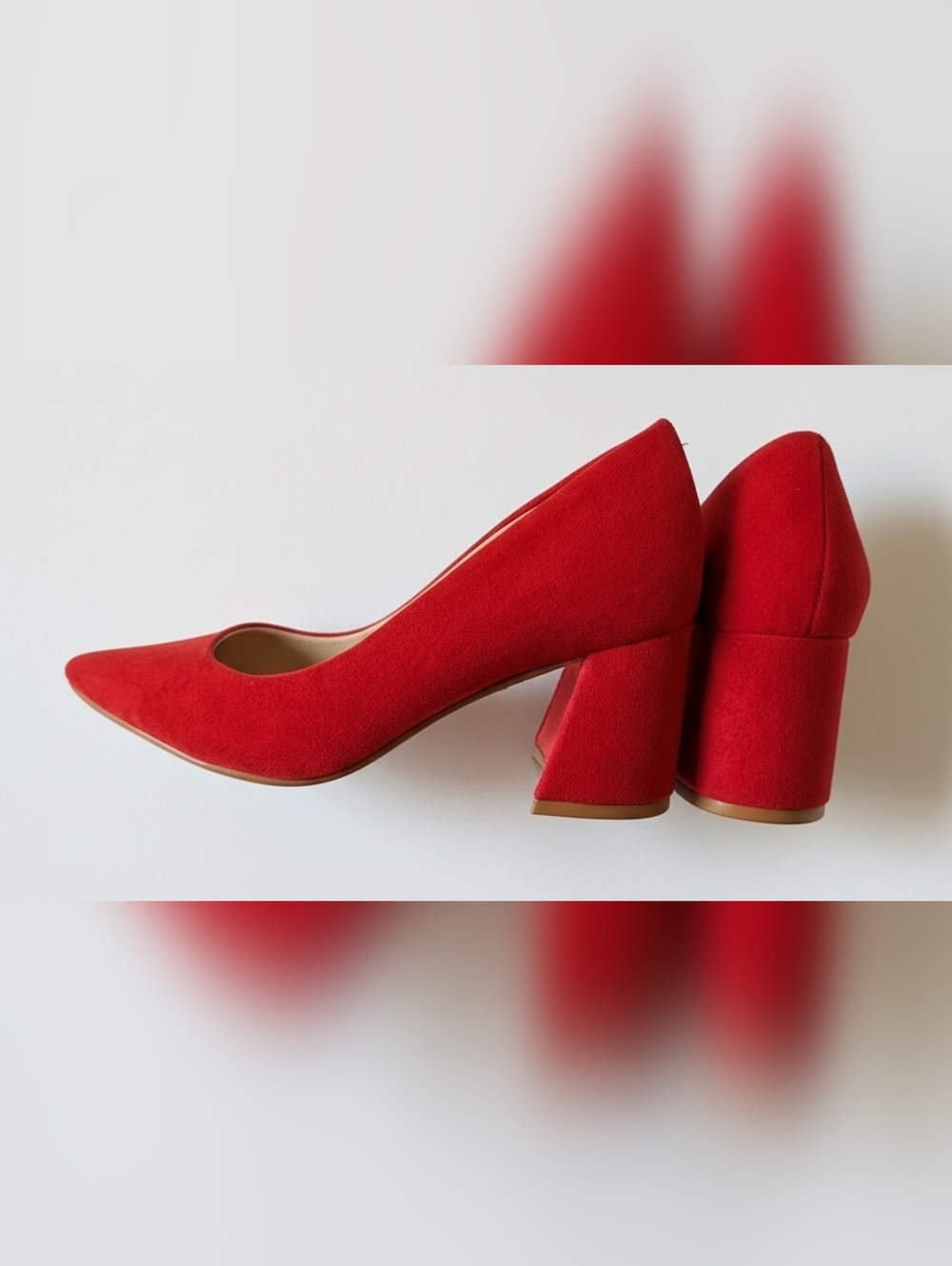 Charles By Charles David Red Pointed Block Heel Pumps